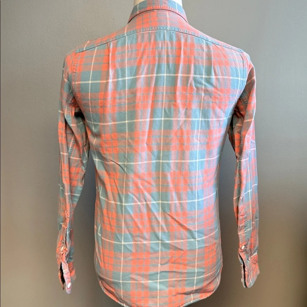 J.Crew Sporting Goods Plaid Button Shirt XS Orange Blue Cotton